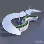 مدل سه‌بعدی آربور تزئینی با سایبان مدرن | awning decorative arbor 0