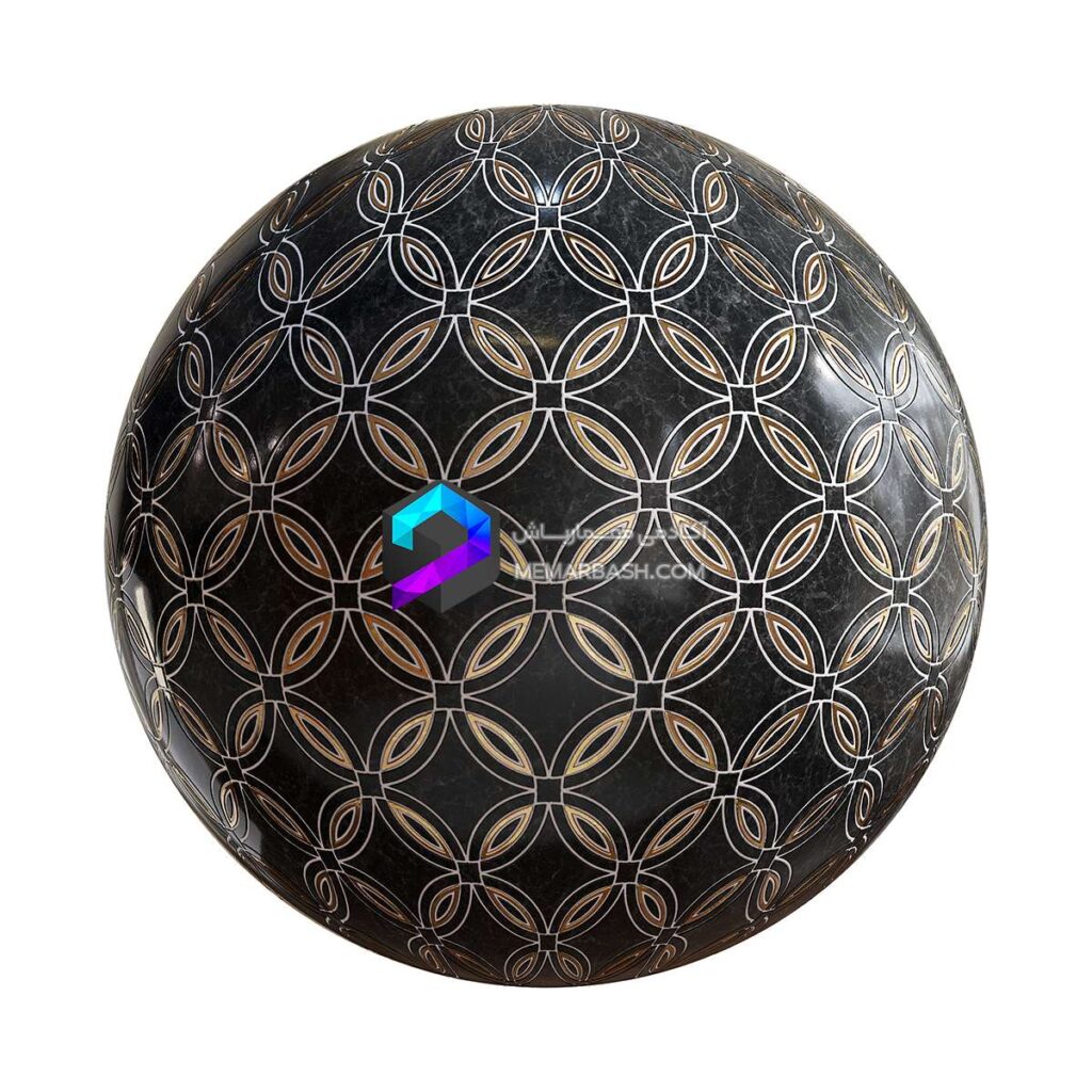 تکسچر کاشی آرت دکو مشکی طلایی