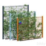 مدل سه‌بعدی دیوار سبز با نرده‌های فلزی | ivy wall eight
