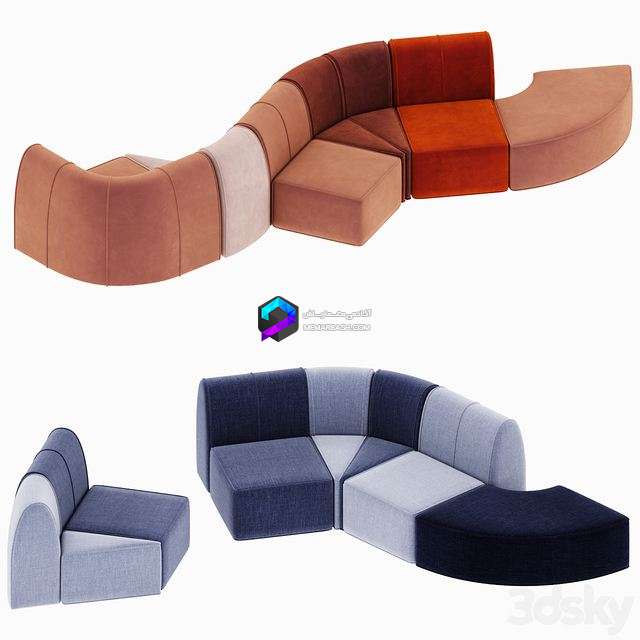 مدل سه‌بعدی مبل مدولار راحتی با طراحی مدرن