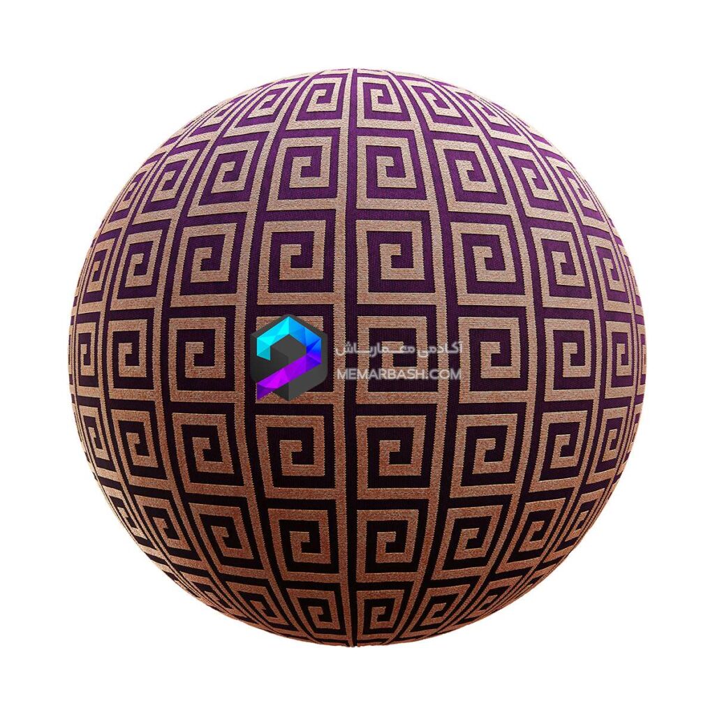 تکسچر پارچه رومی طرحدار بنفش طلایی